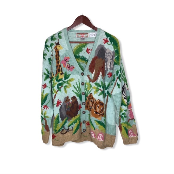 Vintage Cardigan Bay Animal Safari Knit 